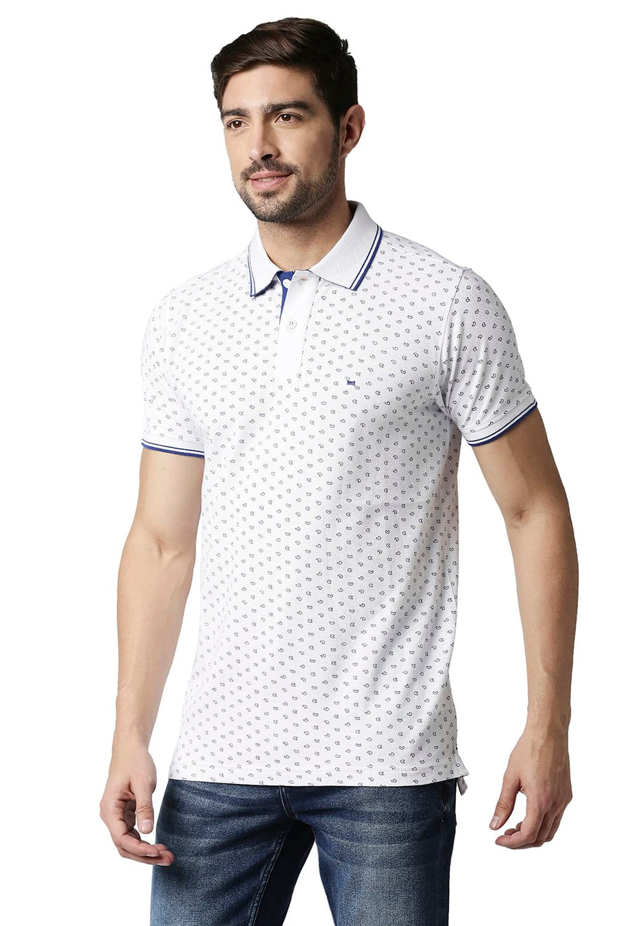 BASICS MUSCLE FIT BRIGHT WHITE POLO T-SHIRT
