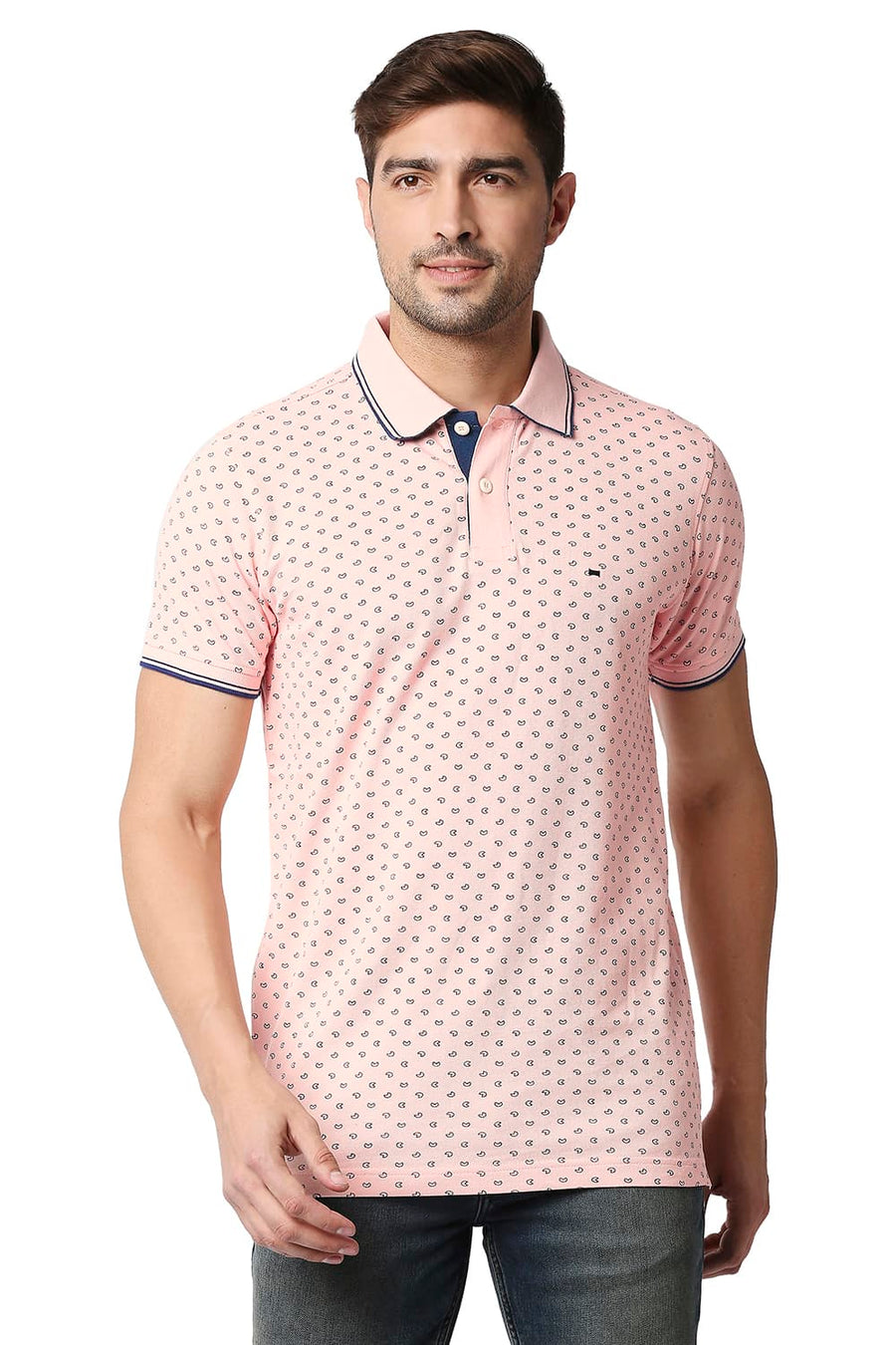 BASICS MUSCLE FIT IMPATIENS PINK POLO T-SHIRT