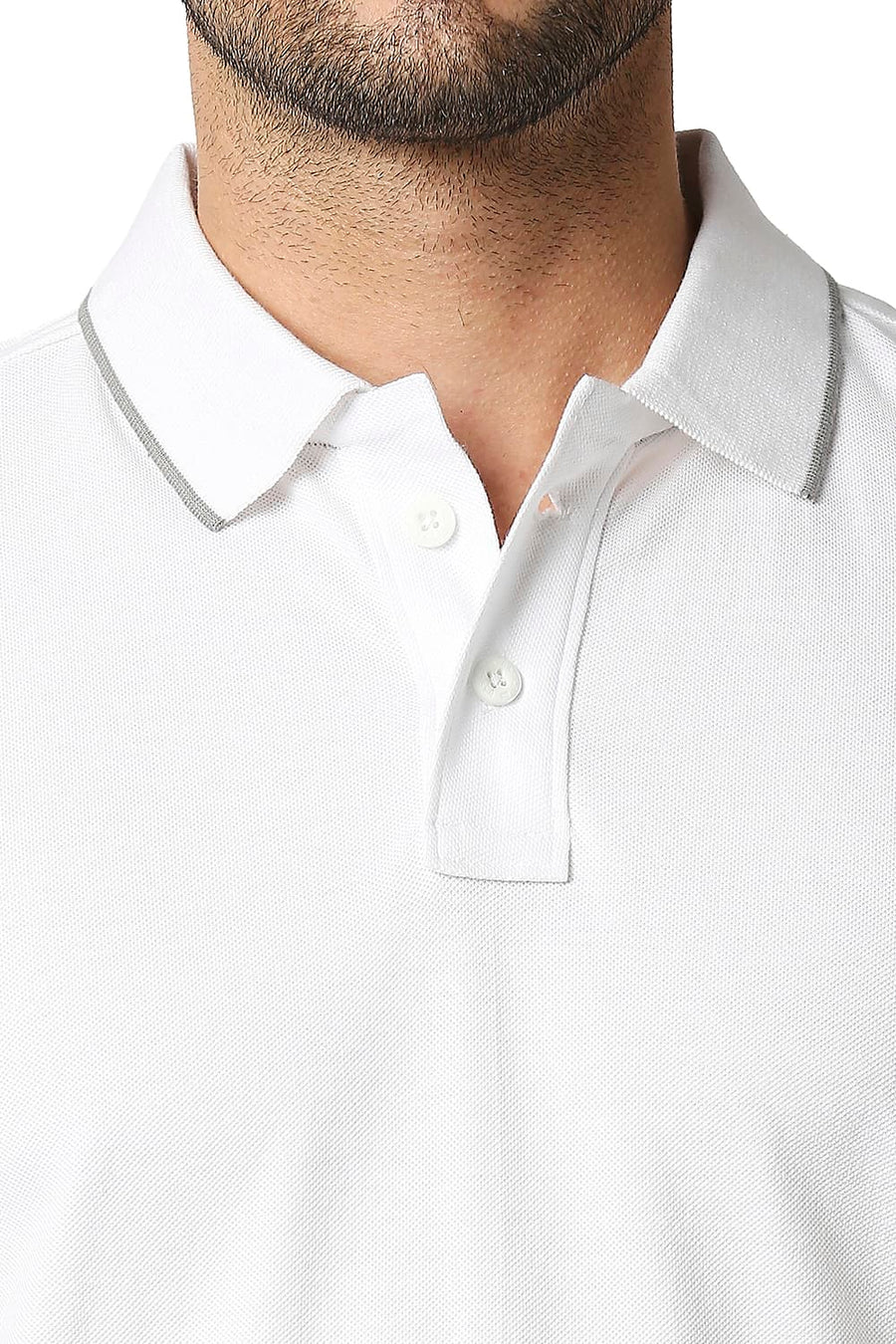 BASICS MUSCLE FIT BRIGHT WHITE POLO T-SHIRT