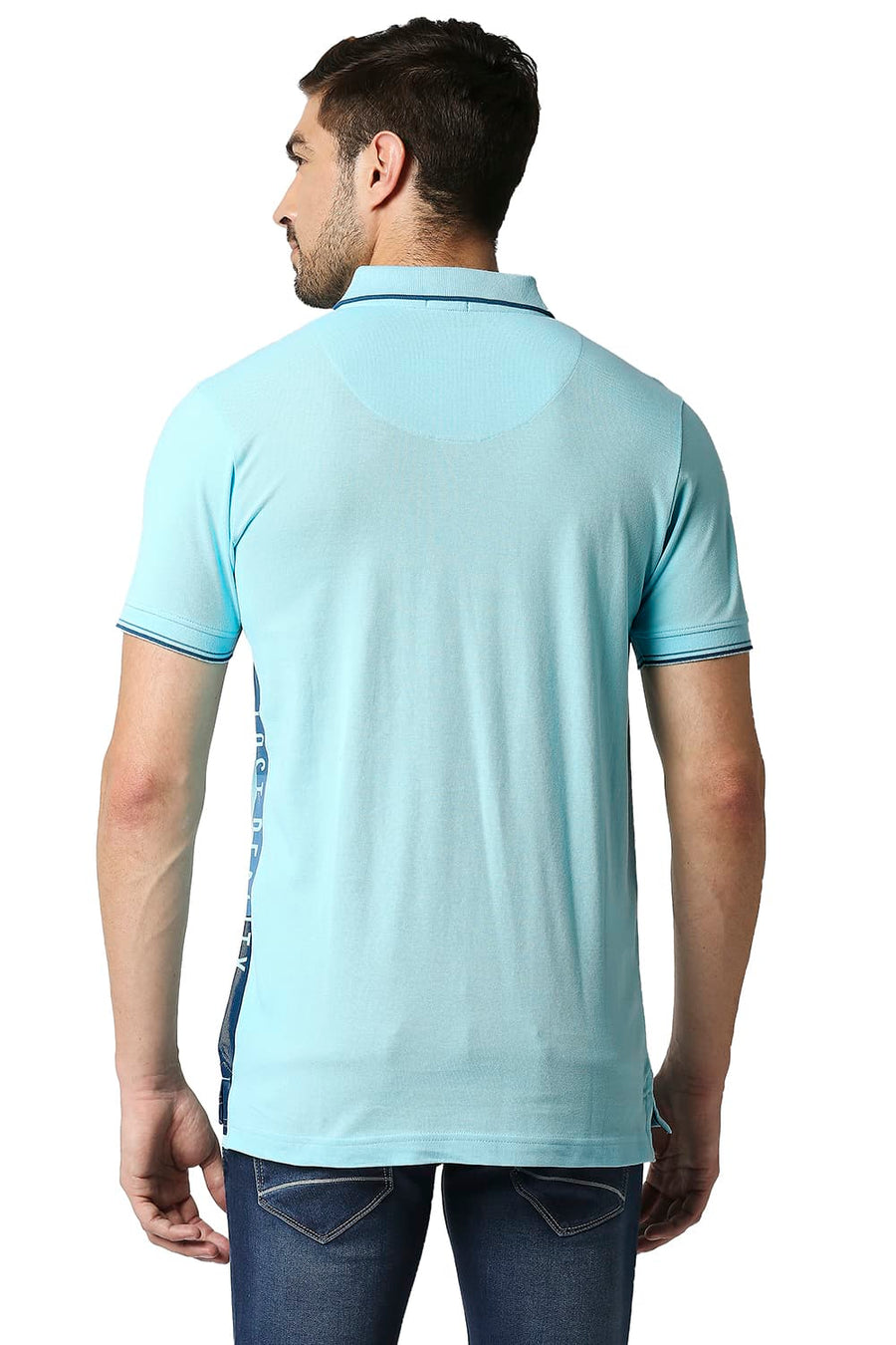 BASICS MUSCLE FIT ATOMIZER BLUE POLO T-SHIRT