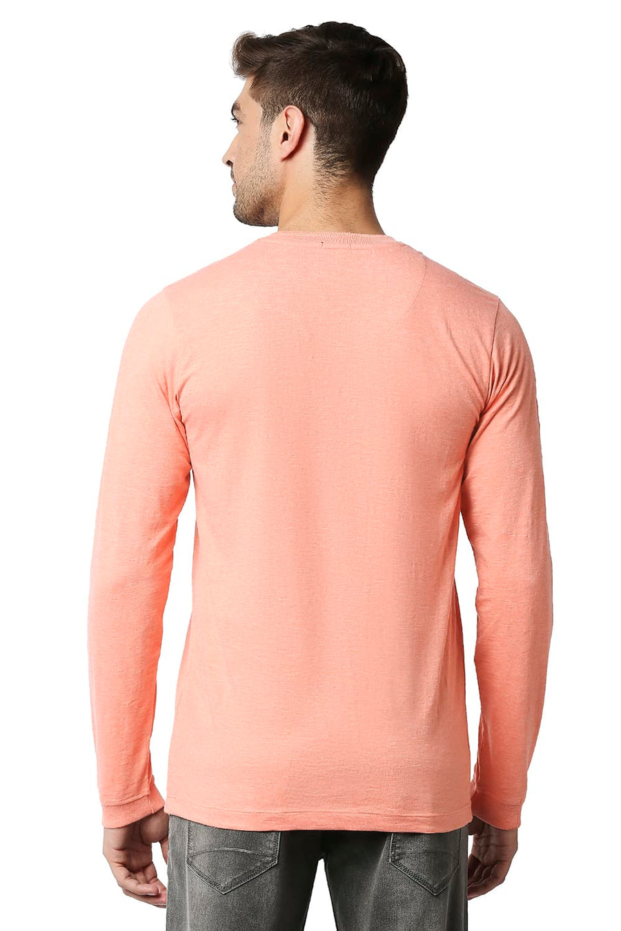 BASICS MUSCLE FIT CORAL HAZE HENLEY T-SHIRT
