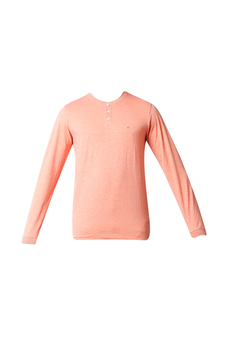 BASICS MUSCLE FIT CORAL HAZE HENLEY T-SHIRT