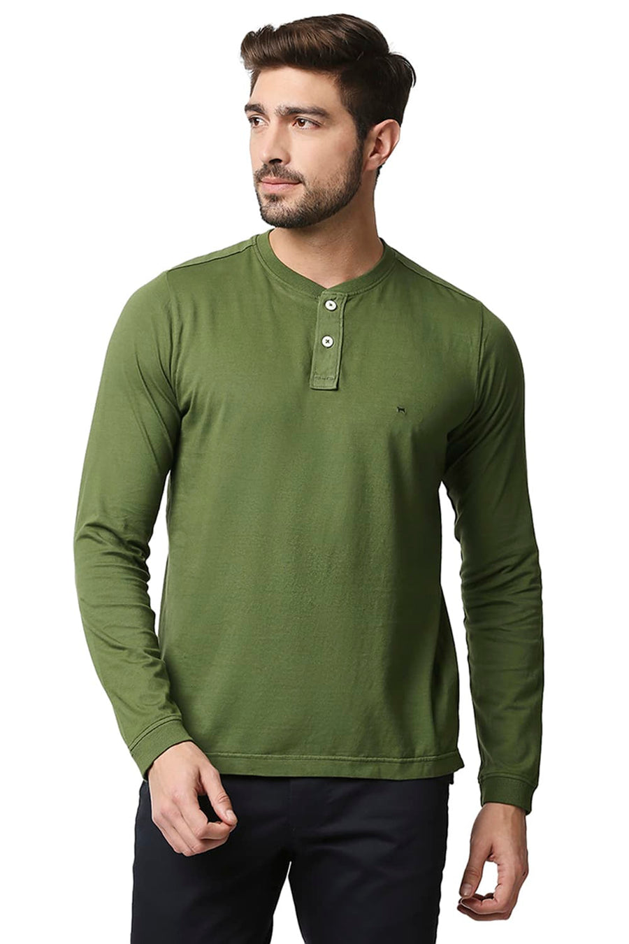 BASICS MUSCLE FIT CYPRESS HENLEY T-SHIRT