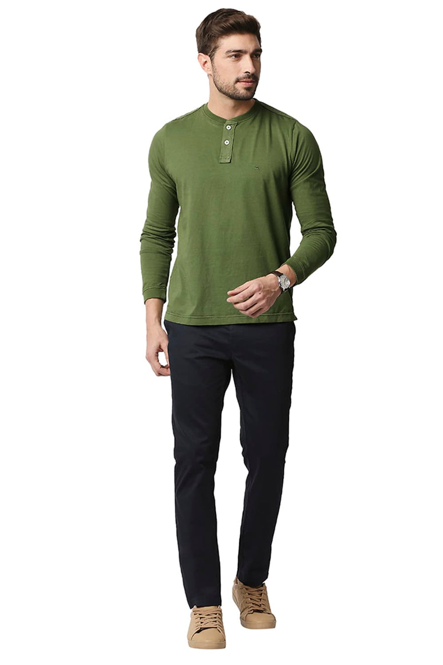 BASICS MUSCLE FIT CYPRESS HENLEY T-SHIRT