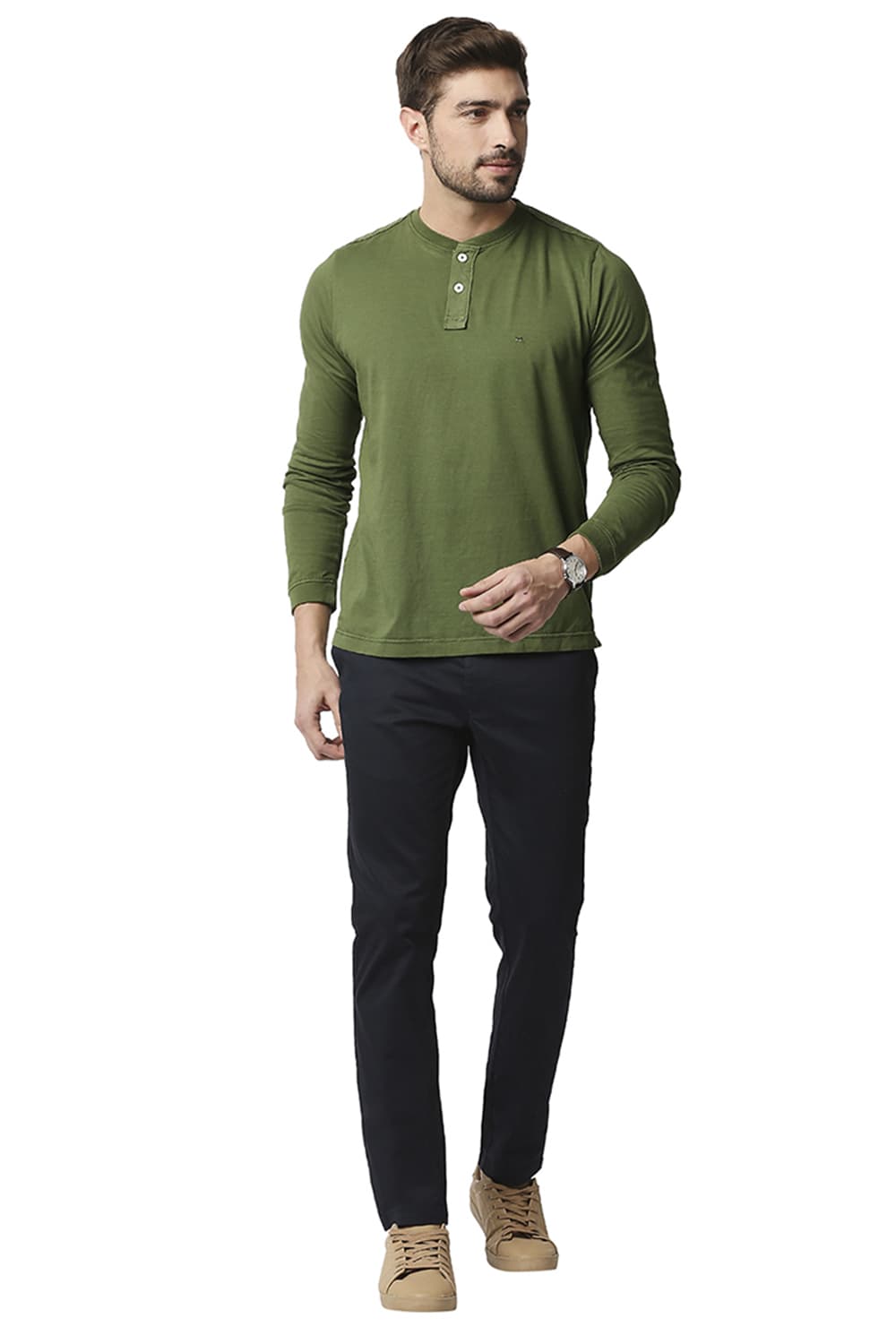 BASICS MUSCLE FIT HENLEY T-SHIRT