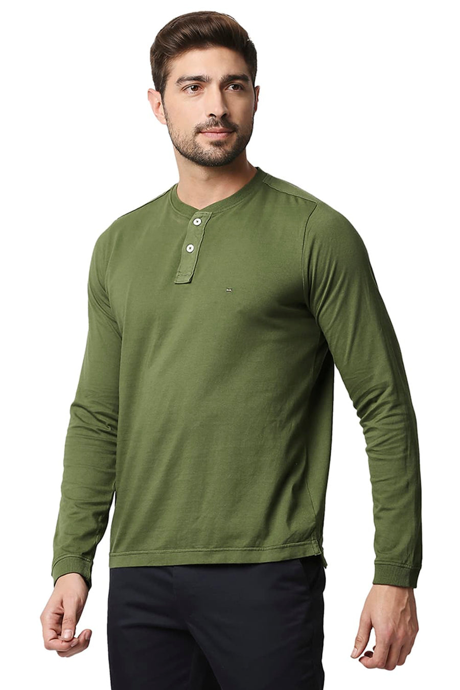BASICS MUSCLE FIT CYPRESS HENLEY T-SHIRT