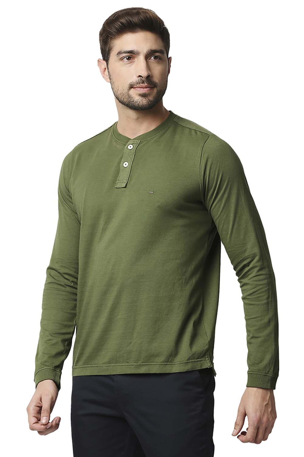 BASICS MUSCLE FIT HENLEY T-SHIRT