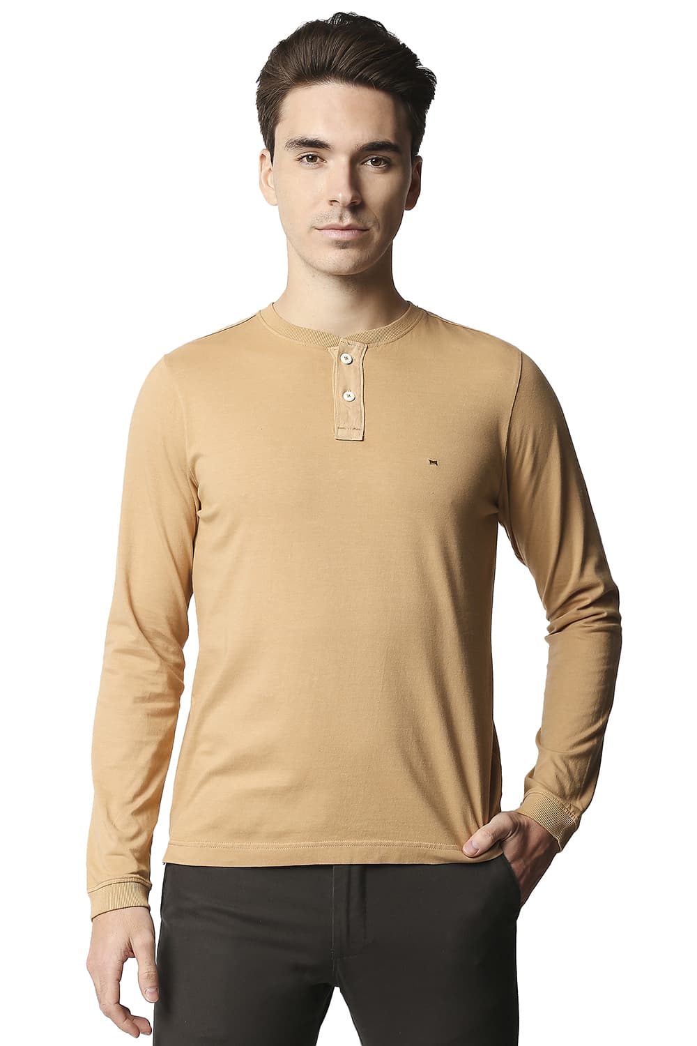 BASICS MUSCLE FIT HENLEY T-SHIRT