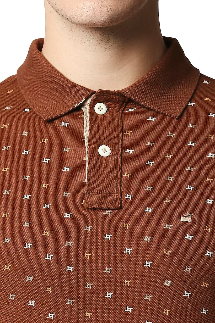 BASICS MUSCLE FIT SORREL HORSE POLO T-SHIRT