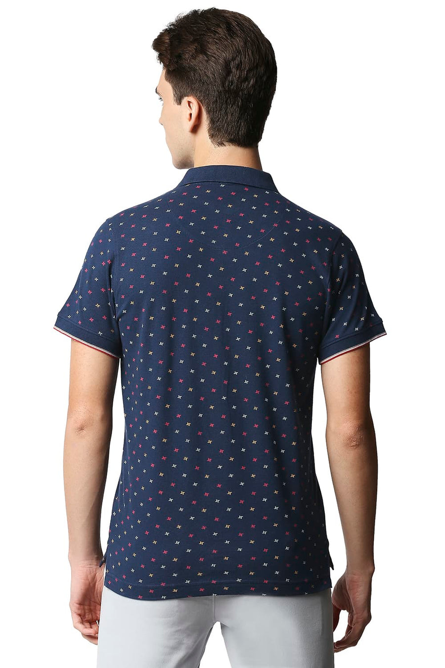 BASICS MUSCLE FIT PAGEANT BLUE POLO T-SHIRT
