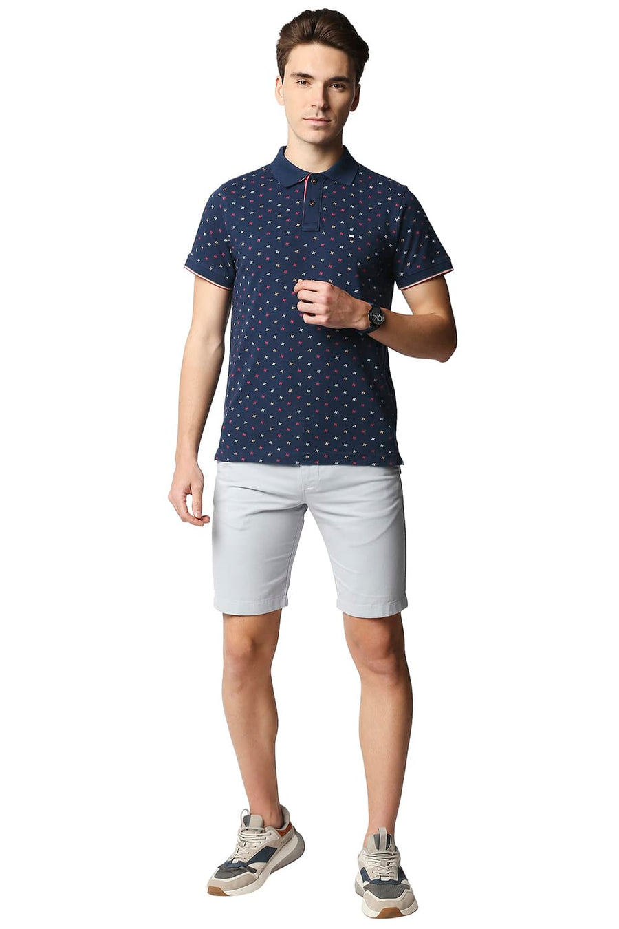 BASICS MUSCLE FIT PAGEANT BLUE POLO T-SHIRT