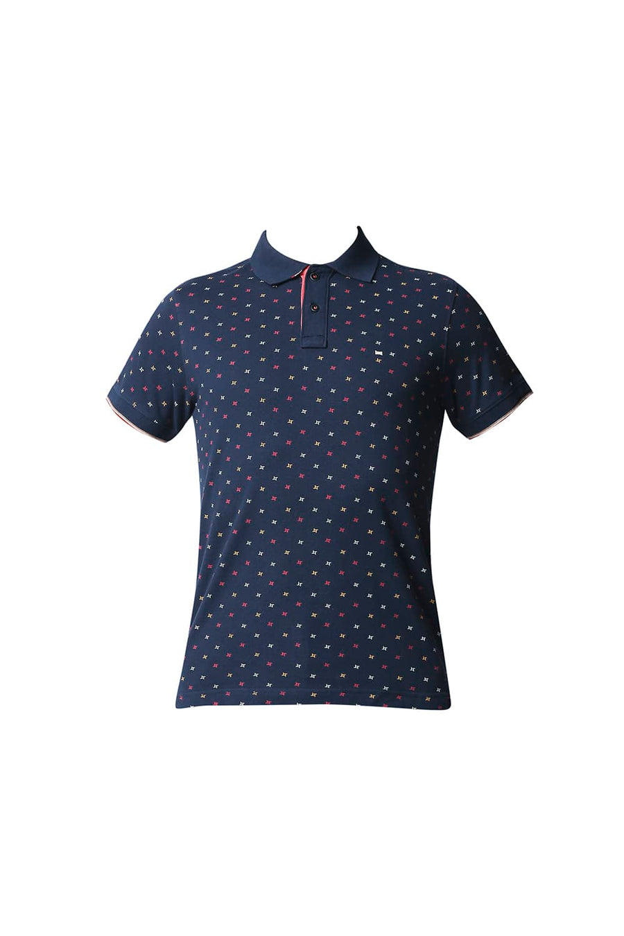BASICS MUSCLE FIT PAGEANT BLUE POLO T-SHIRT