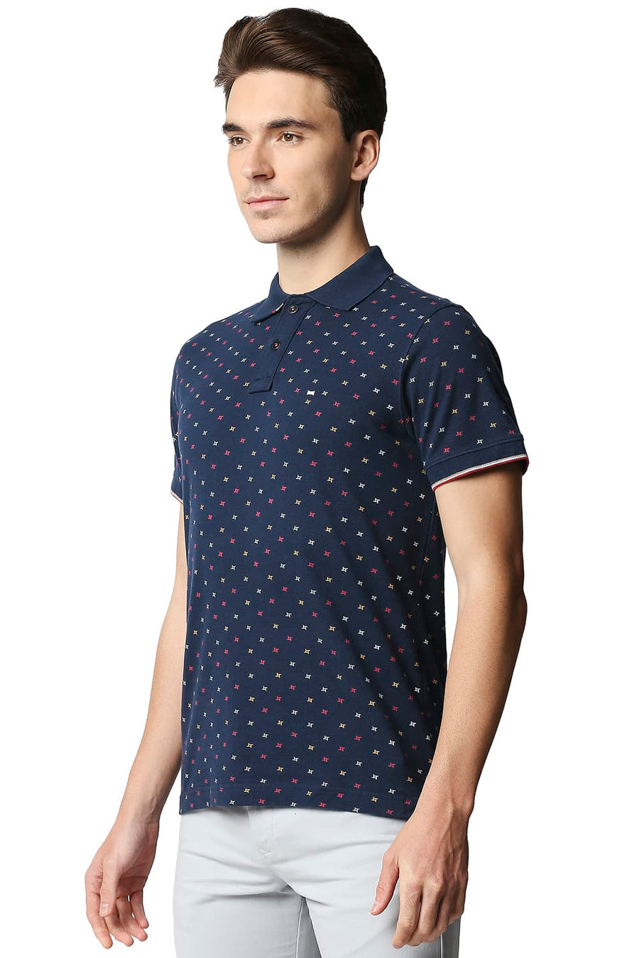 BASICS MUSCLE FIT PAGEANT BLUE POLO T-SHIRT