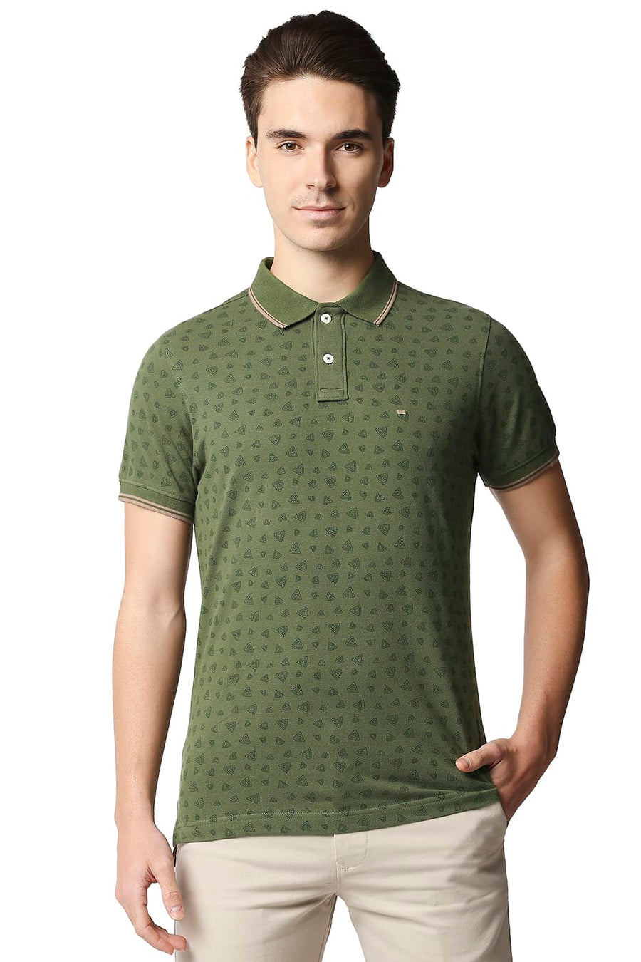 BASICS MUSCLE FIT FOUR LEAF CLOVER POLO T-SHIRT
