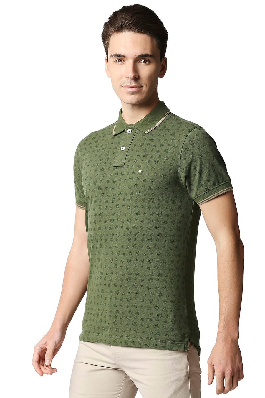 BASICS MUSCLE FIT FOUR LEAF CLOVER POLO T-SHIRT