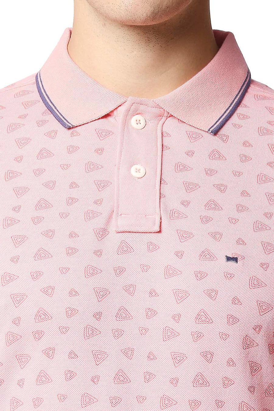 BASICS MUSCLE FIT PALE ROSETTE POLO T-SHIRT