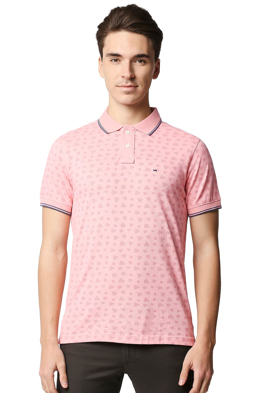 BASICS MUSCLE FIT PALE ROSETTE POLO T-SHIRT
