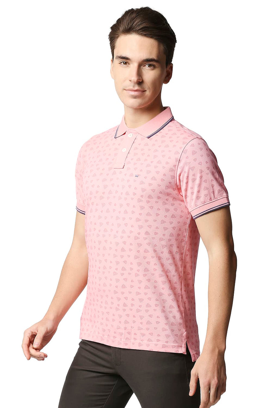BASICS MUSCLE FIT PALE ROSETTE POLO T-SHIRT