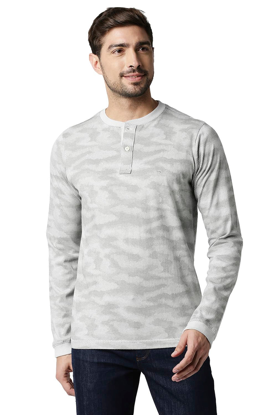BASICS MUSCLE FIT NORTHERN DROPLET HENLEY T-SHIRT