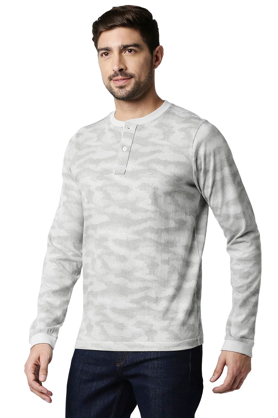 BASICS MUSCLE FIT NORTHERN DROPLET HENLEY T-SHIRT