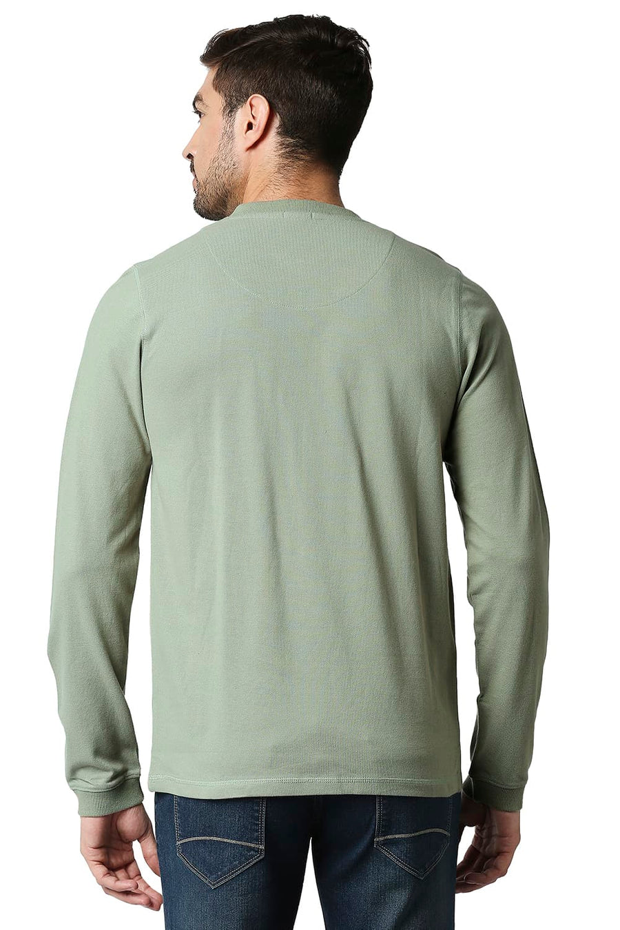 BASICS MUSCLE FIT DRIED SAGE HENLEY T-SHIRT