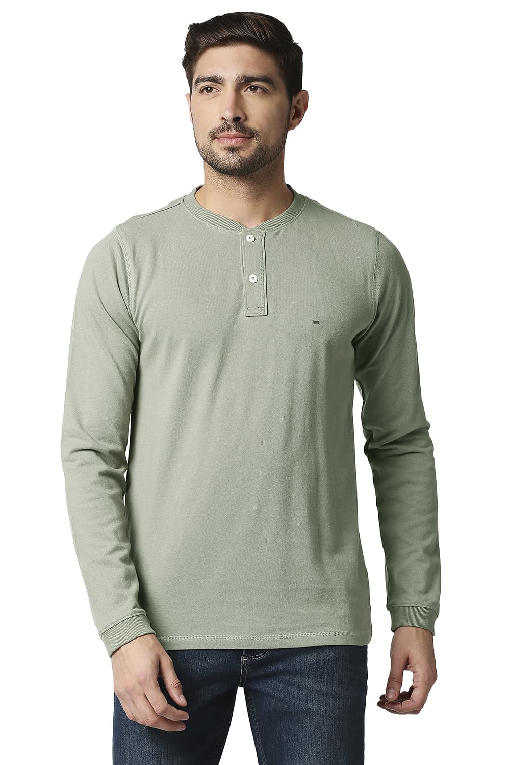 BASICS MUSCLE FIT HENLEY T-SHIRT