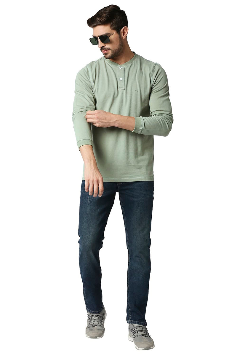 BASICS MUSCLE FIT HENLEY T-SHIRT