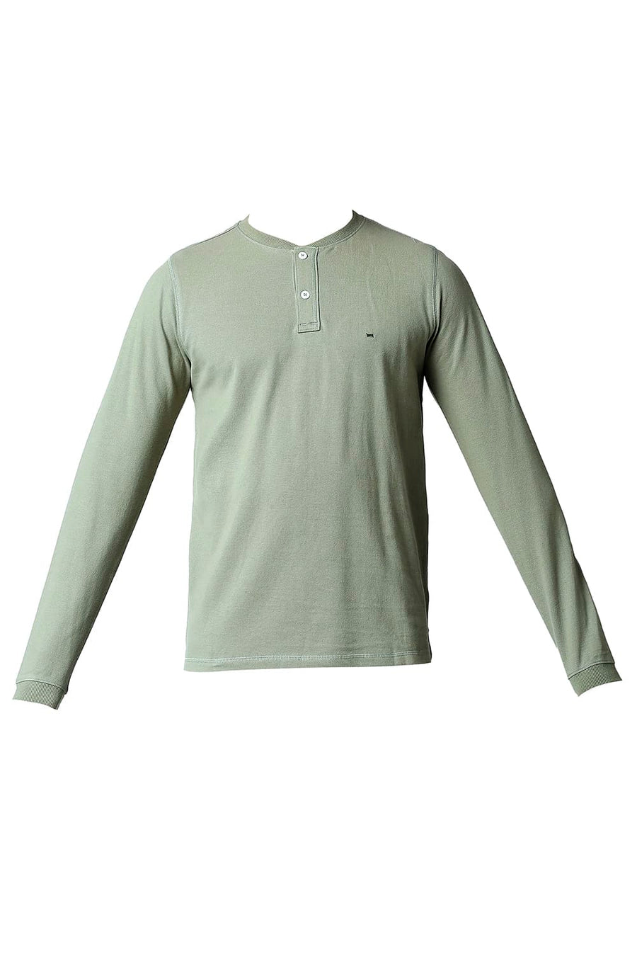 BASICS MUSCLE FIT DRIED SAGE HENLEY T-SHIRT