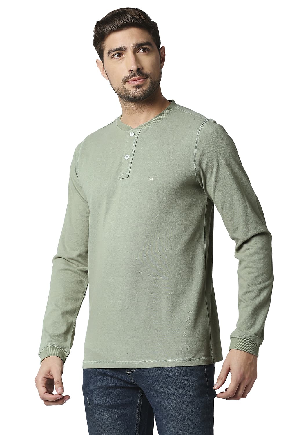 BASICS MUSCLE FIT HENLEY T-SHIRT