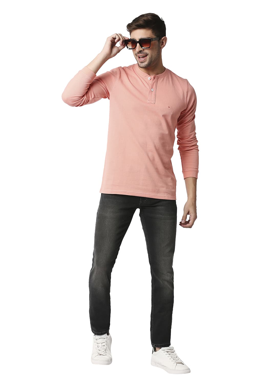 BASICS MUSCLE FIT HENLEY T-SHIRT