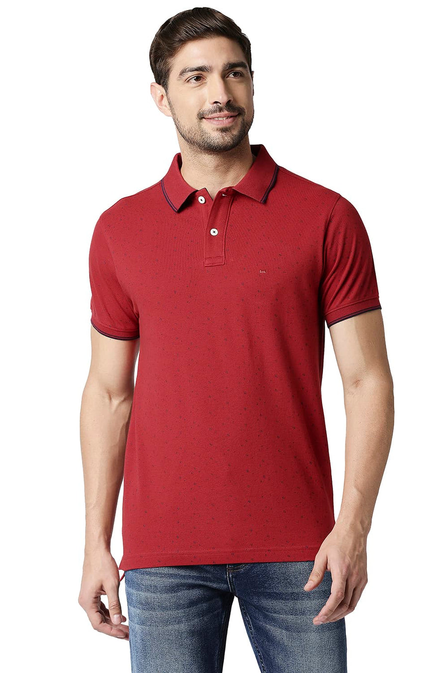 BASICS MUSCLE FIT RIO RED POLO T-SHIRT