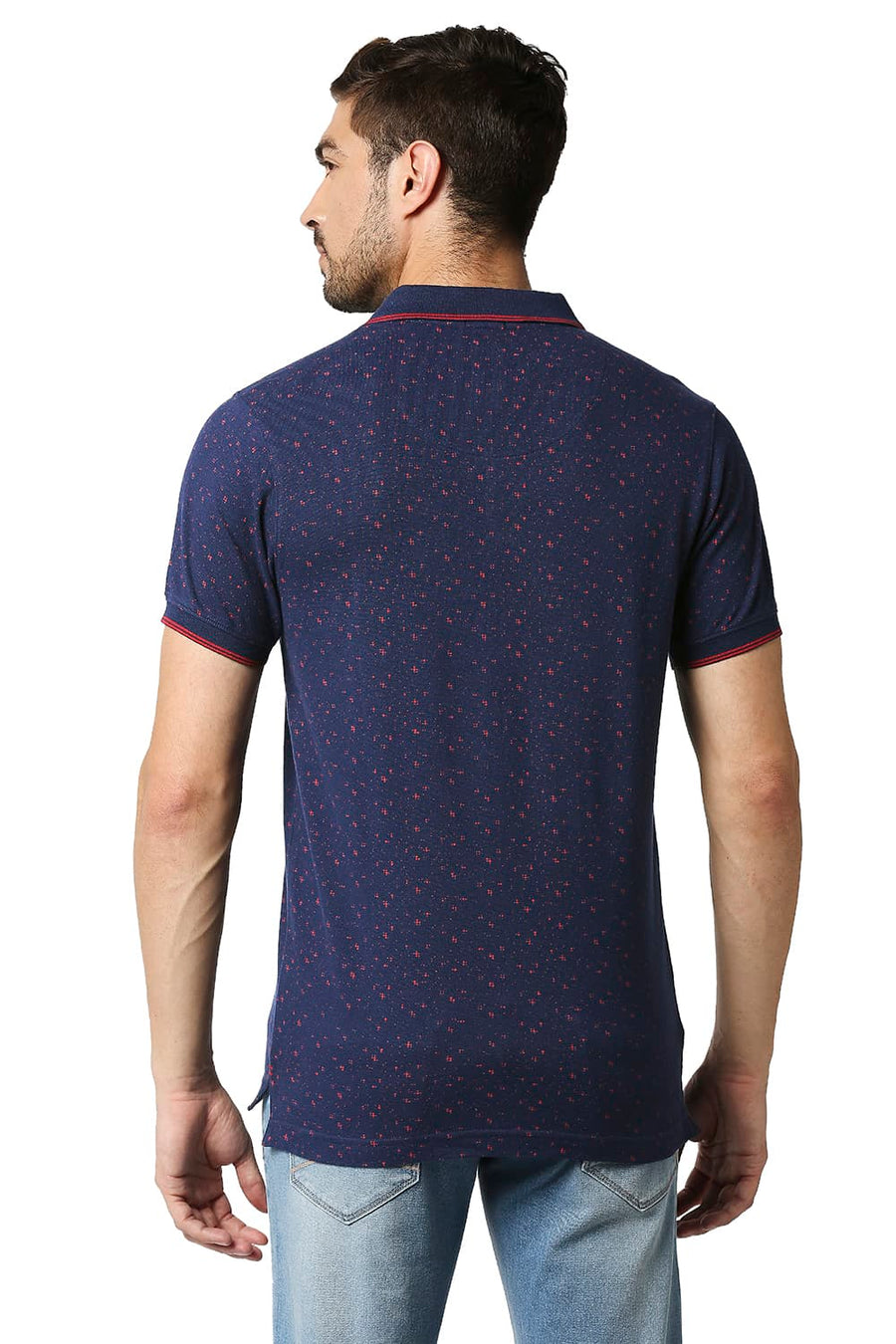 BASICS MUSCLE FIT PAGEANT BLUE POLO T-SHIRT