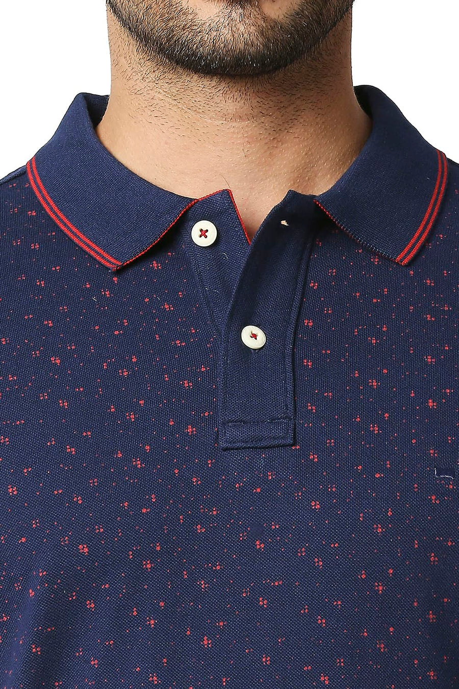 BASICS MUSCLE FIT PAGEANT BLUE POLO T-SHIRT