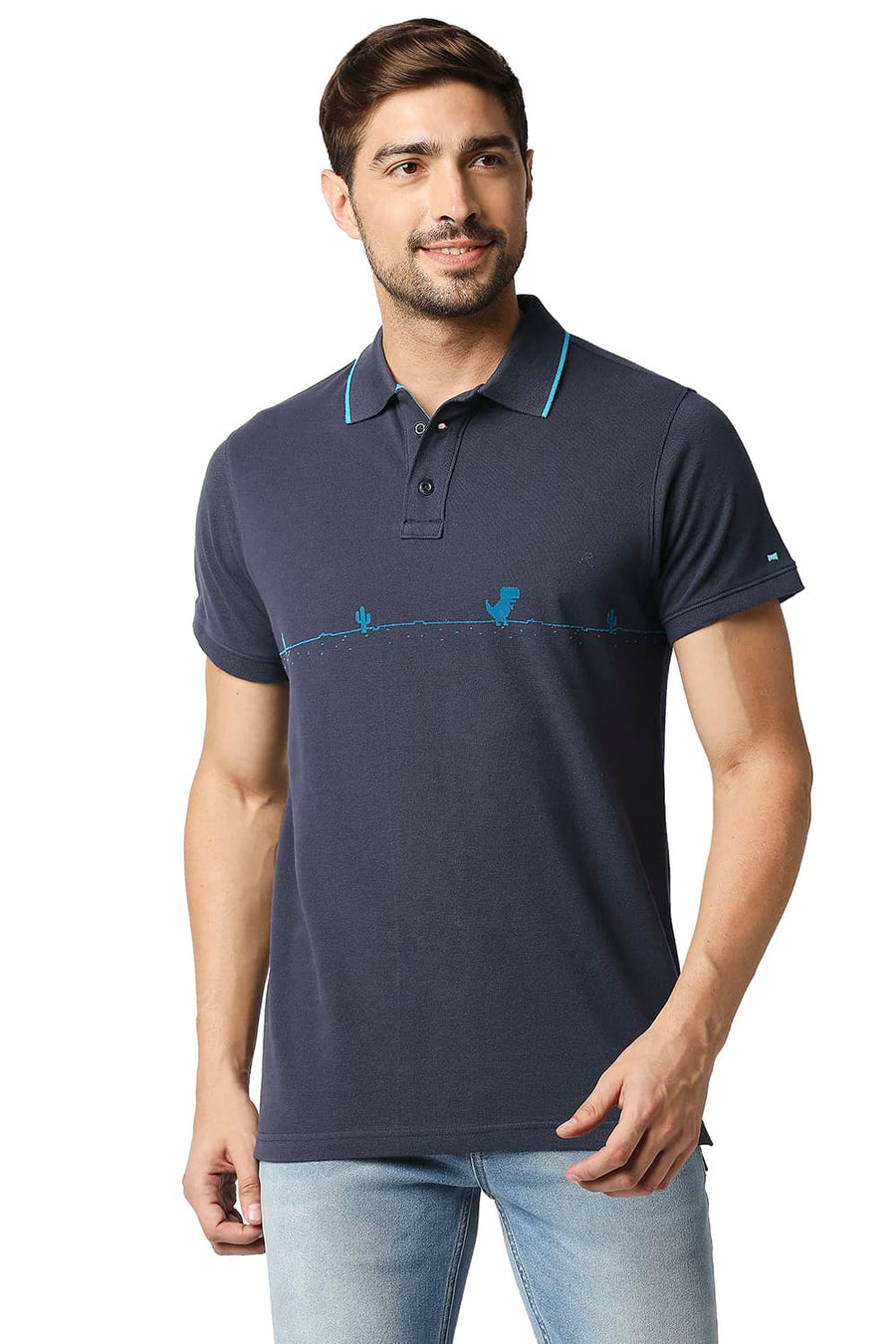 BASICS MUSCLE FIT AFTER MIDNIGHT POLO T-SHIRT