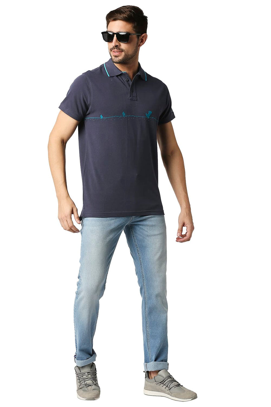 BASICS MUSCLE FIT AFTER MIDNIGHT POLO T-SHIRT