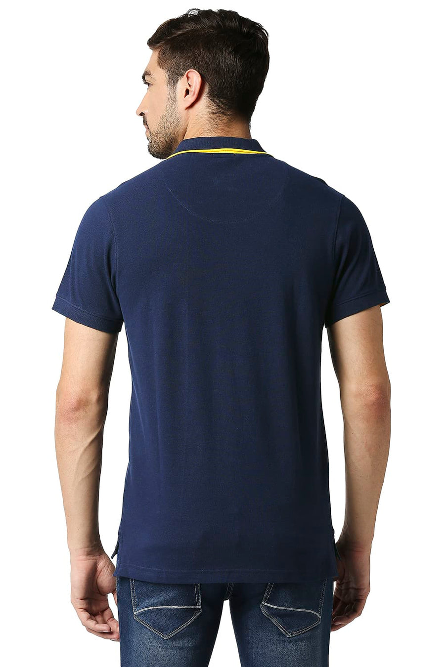 BASICS MUSCLE FIT PAGEANT BLUE POLO T-SHIRT