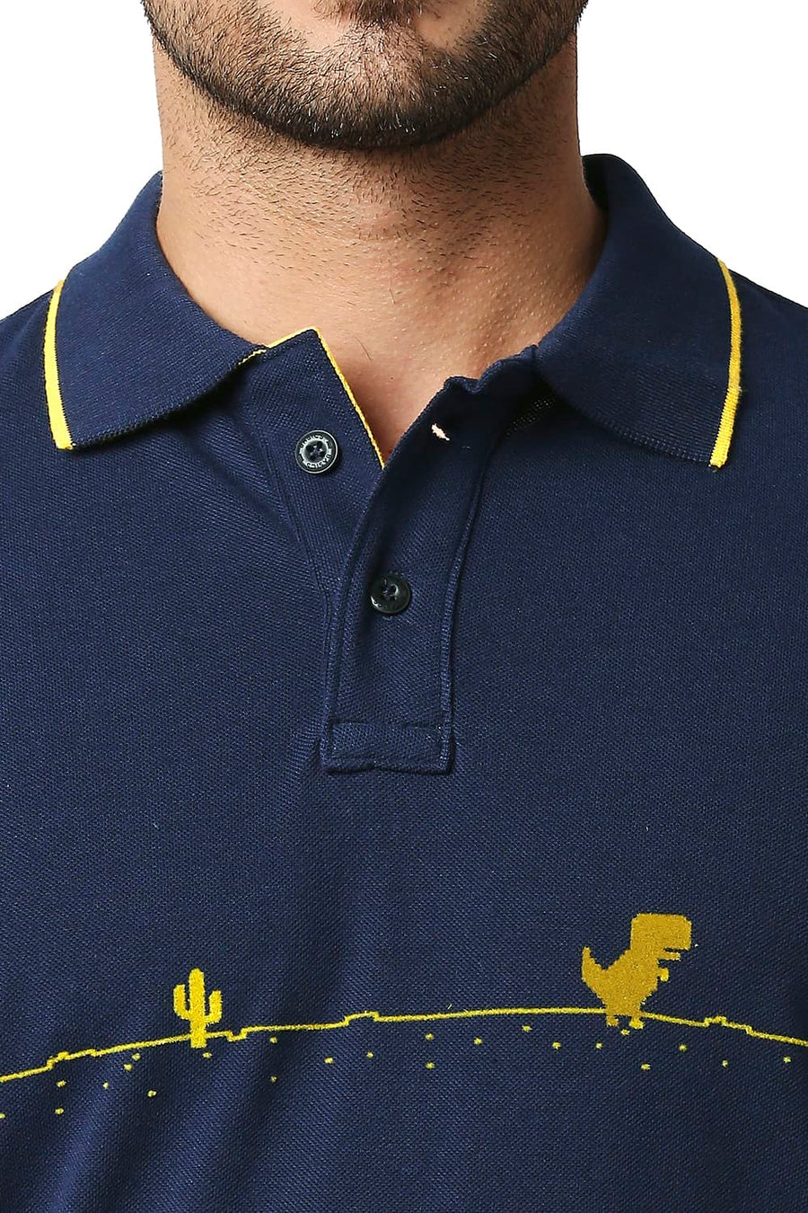 BASICS MUSCLE FIT PAGEANT BLUE POLO T-SHIRT