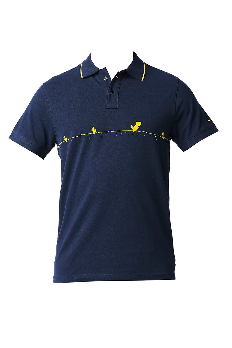 BASICS MUSCLE FIT PAGEANT BLUE POLO T-SHIRT