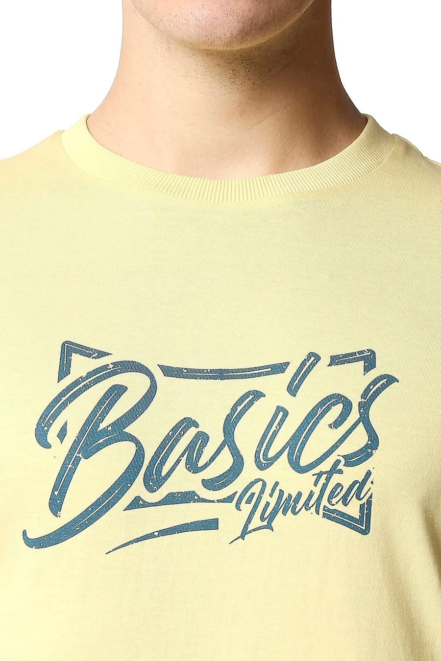 BASICS MUSCLE FIT FRENCH VANILLA CREW NECK T-SHIRT