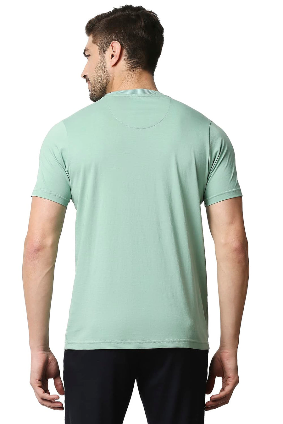 BASICS MUSCLE FIT GRANITE GREEN CREW NECK T-SHIRT