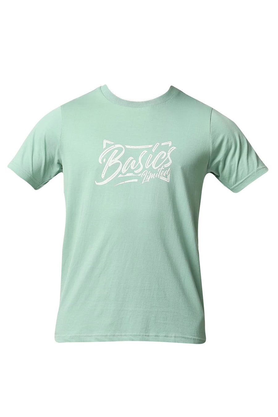 BASICS MUSCLE FIT GRANITE GREEN CREW NECK T-SHIRT