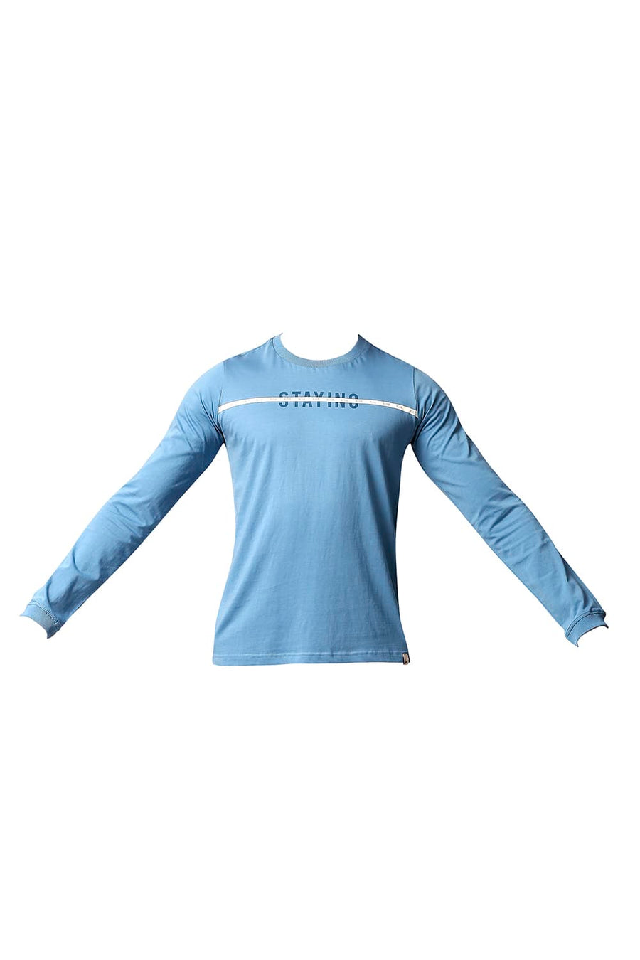 BASICS MUSCLE FIT NIAGARA BLUE CREW NECK T-SHIRT