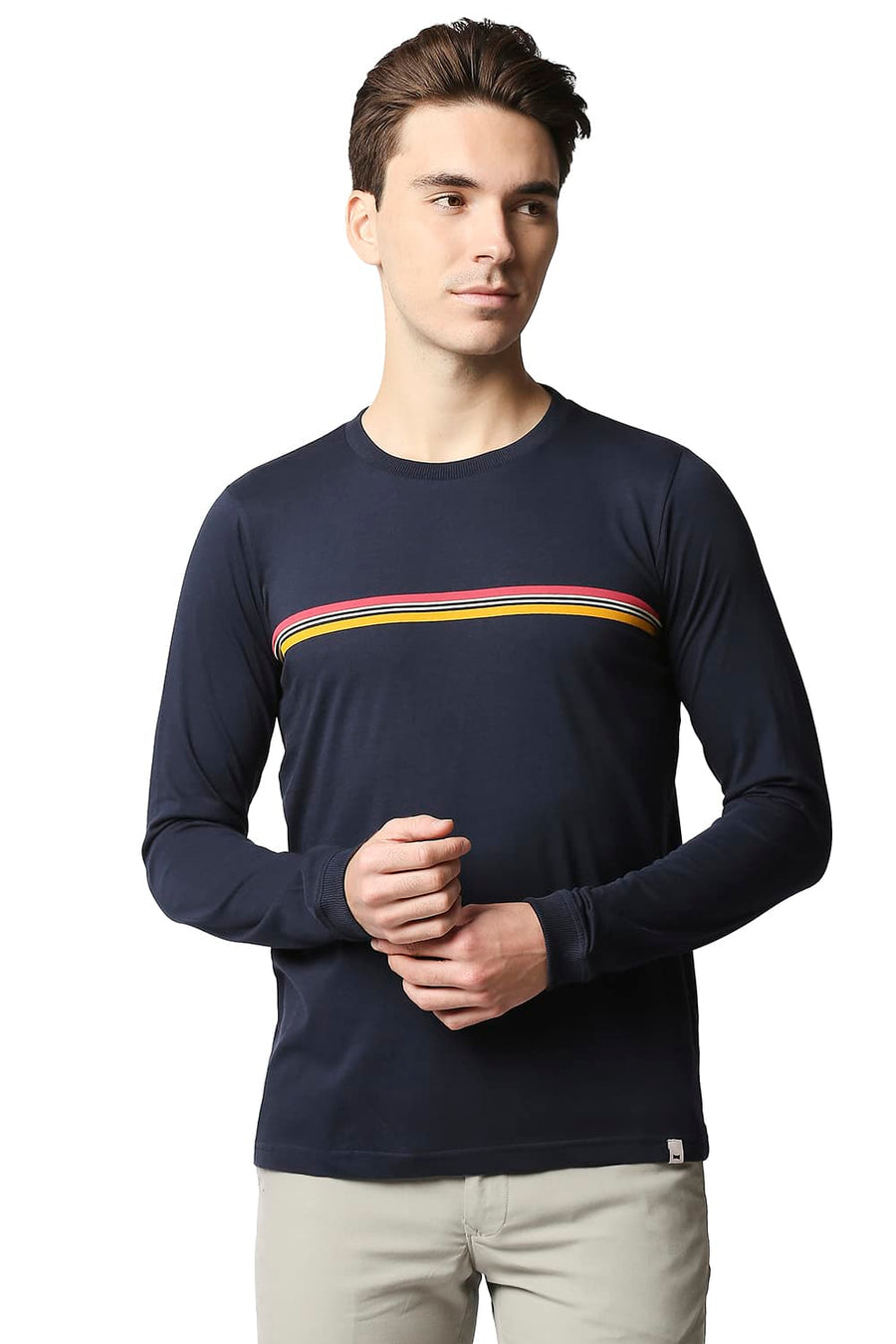 BASICS MUSCLE FIT BLUEBERRY CREW NECK T-SHIRT