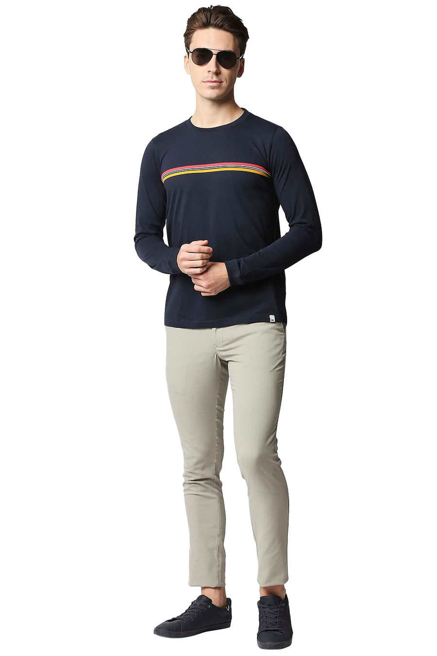 BASICS MUSCLE FIT BLUEBERRY CREW NECK T-SHIRT