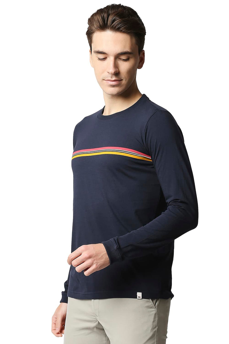 BASICS MUSCLE FIT BLUEBERRY CREW NECK T-SHIRT