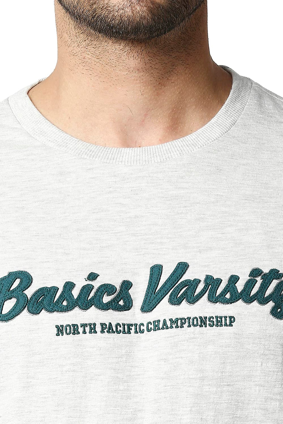 BASICS MUSCLE FIT LUCENT WHITE CREW T-SHIRT