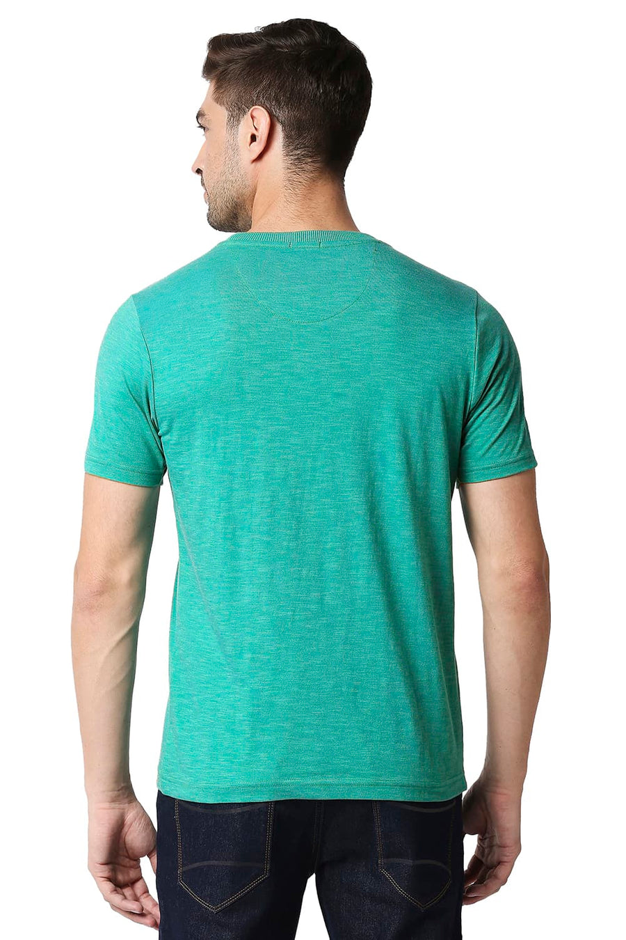 BASICS MUSCLE FIT SPORTING GREEN CREW T-SHIRT
