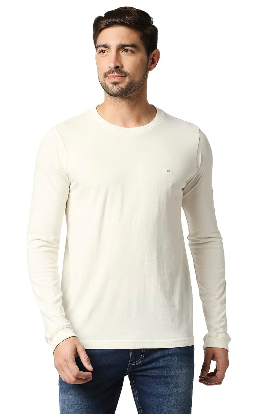 BASICS MUSCLE FIT ANTIQUE WHITE CREW T-SHIRT