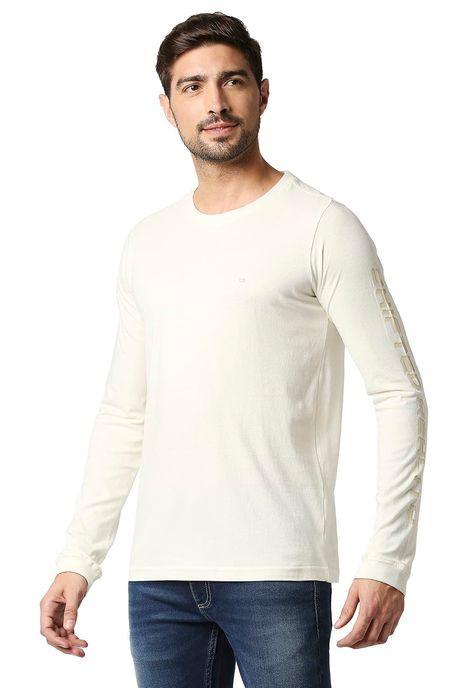 BASICS MUSCLE FIT ANTIQUE WHITE CREW T-SHIRT