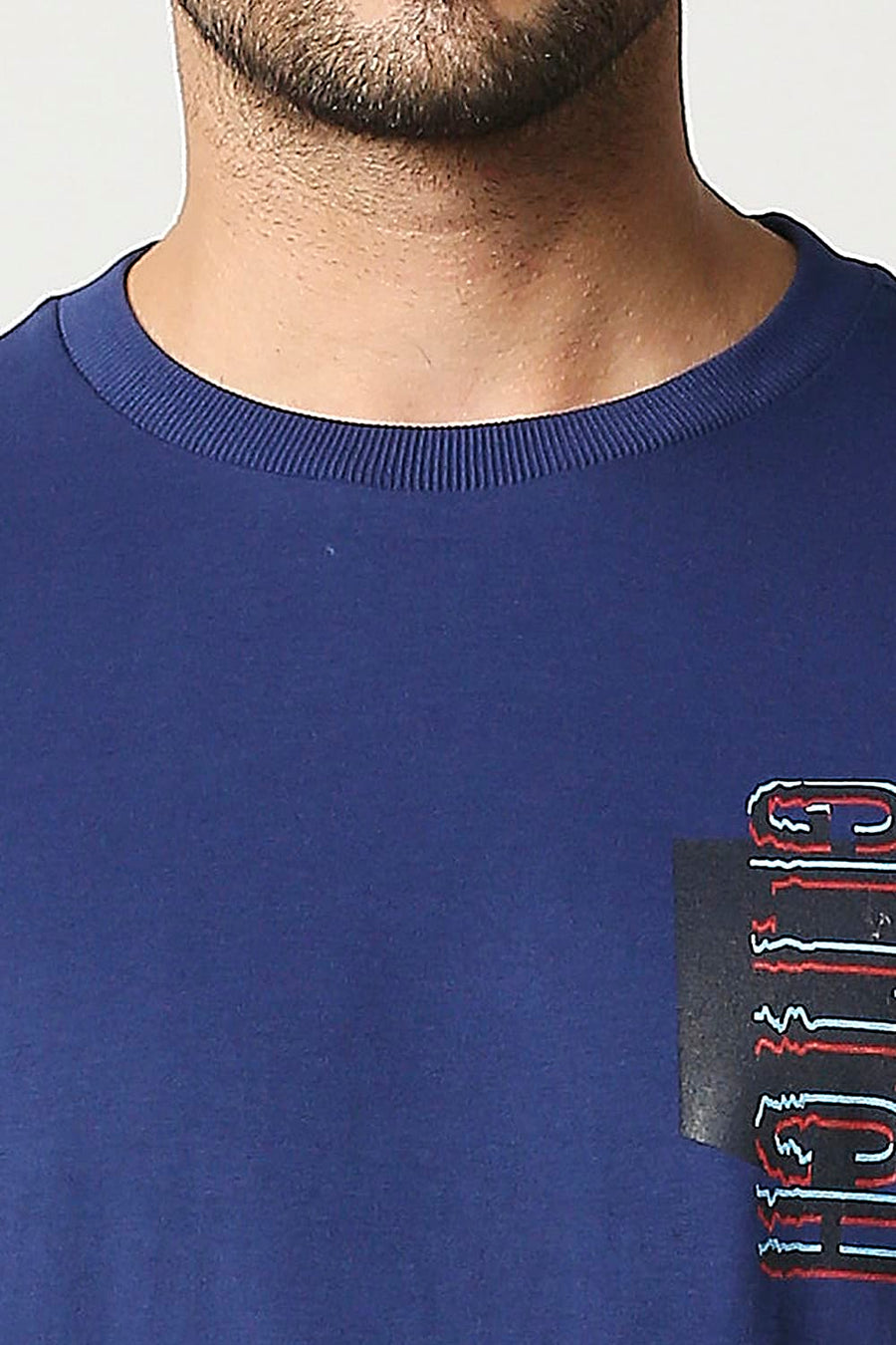 BASICS MUSCLE FIT ESTATE BLUE CREW T-SHIRT